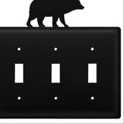 Triple Switch Cover Cabin Bear Design Wrought Iron