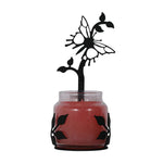 Butterfly Jar Candle Sconce 9.75"H Black Wrought Iron Rustic Wall Decor Candle Holder By Village Wrought Iron Inc.