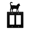 Double GFCI Outlet Cover – Cat Wrought Iron – 7.38" H – Decorative Wall Plate – by Village Wrought Iron Inc.