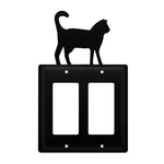 Double GFCI Outlet Cover Cat Wrought Iron 7.38" H Decorative Wall Plate by Village Wrought Iron Inc.
