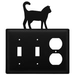 Triple Cat Double Switch & Single Outlet Cover 7.38" H Black Metal Rustic Decorative Plate By Village Wrought Iron Inc.