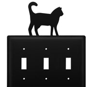 Triple Switch Cover – Wrought Iron Cat Accent