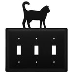Triple Switch Cover Wrought Iron Cat Silhouette Design 7.38" H Decorative Wall Plate For Cat Lovers by Village Wrought Iron Inc.