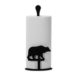 Bear Paper Towel Stand 14"H Black Wrought Iron Counter Top Rustic Kitchen & Cabin Decor By Village Wrought Iron Inc.