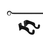 Curl Curtain Rod Small 21–35" Extendable Black Wrought Iron Brackets Included By Village Wrought Iron Inc.