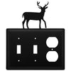 Rustic Triple Deer Double Switch & Outlet Cover Metal Plate