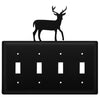Deer Quadruple Switch Wrought Iron Cover