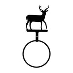 Deer Towel Ring – 11" H Black Wrought Iron Rustic Bathroom Towel Ring, Wildlife Wall Mount by Village Wrought Iron Inc.
