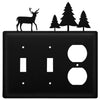 Rustic Deer & Tree Double Switch & Outlet Cover Metal Plate