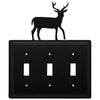 Triple Switch Cover – Wrought Iron Cabin Deer Silhouette