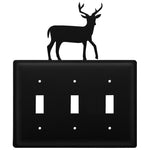 Triple Switch Cover Wrought Iron Deer Silhouette Design 7.38" H Rustic Wall Plate For Cabin Decor – by Village Wrought Iron Inc.