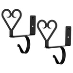 Heart Curtain Shelf Brackets (Pair) – 7 1/2", Wrought Iron Curtain Rod & Shelf Hardware by Village Wrought Iron Inc.