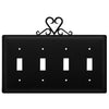 Heart Quadruple Switch Wrought Iron Cover