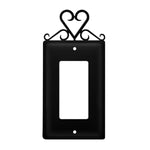 Heart Wrought Iron Design Single GFI Wall Cover 6" H For Farmhouse and Rustic Homes by Village Wrought Iron