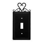 Single Switch Wall Plate Heart Design 6" H Decorative Metal Cover by Village Wrought Iron Inc.