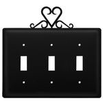 Triple Switch Cover Rustic Wrought Iron Heart Silhouette 6" H Farmhouse Light Switch Wall Plate by Village Wrought Iron Inc.