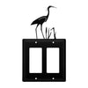 Metal Double GFCI Wall Cover – Heron Silhouette – 8.13" H – Decorative Plate – by Village Wrought Iron Inc.