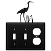 Rustic Heron Double Switch & Outlet Cover Metal Plate