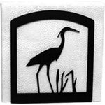 Heron Napkin Holder 6"H – Black Wrought Iron Wildlife Tabletop Organizer By Village Wrought Iron Inc.