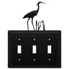 Wrought Iron Triple Switch Cover Heron Coastal Wildlife Design 8.13 H Decorative Wall Plate for Nature Decor by Village Wrought Iron Inc.