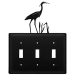 Double Heron Double Switch Cover 8.13"H Black Wrought Iron Decorative Wall Plate By Village Wrought Iron Inc.