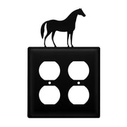 Double Horse Decorative Outlet Cover – Metal Wall Plate