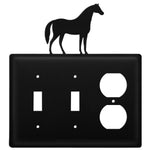 Triple Horse Switch Plate Cover 7.13 H Black Wrought Iron Double Switch Single Outlet Rustic Western Wall Plate By Village Wrought Iron Inc.