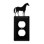 Single Horse Outlet Cover 7.13"H Black Wrought Iron Decorative Silhouette Wall Plate By Village Wrought Iron Inc.