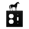Switch and Outlet Plate – Double Horse Design – 7.13 In Height – Decorative Wall Accent – by Wrought Iron Inc.