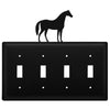 Horse Quadruple Switch Wrought Iron Cover