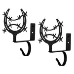 Horseshoe Curtain Shelf Brackets (Pair) – Matte Black, 7 1/2" H, Wrought Iron Curtain Rod & Shelf Hardware by Village Wrought Iron Inc.