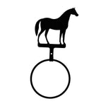 Standing Horse Towel Ring – 12 1/2" H Black Wrought Iron Rustic Bathroom Towel Ring, Western Horse Wall Mount by Village Wrought Iron Inc.