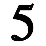 Number 5 Small 6"H Black Wrought Iron Traditional House Address Wall Mount Decor By Village Wrought Iron Inc.