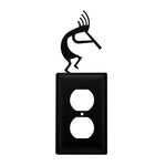 Single Kokopelli Outlet Cover 8"H Black Wrought Iron Southwestern Silhouette Wall Plate By Village Wrought Iron Inc.