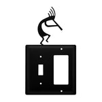 Double Kokopelli Single Switch & GFI Cover – Black Wrought Iron, 8" H, Southwestern Decorative Wall Plate by Village Wrought Iron Inc.