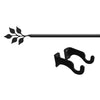 Small Leaf Curtain Rod 21 to 35 Inch Black Iron