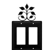 Metal Double GFCI Wall Cover – Leaf Fan Silhouette – 7.13" H – Decorative Plate – by Village Wrought Iron Inc.
