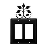 Double GFCI Outlet Cover Leaf Fan Wrought Iron 7.13" H Nature Wall Plate by Village Wrought Iron Inc.