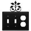 Rustic Leaf Fan Double Switch & Outlet Cover Metal Plate