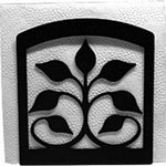 Leaf Fan Napkin Holder 6"H – Black Wrought Iron Freestanding Table Accessory By Village Wrought Iron Inc.