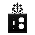 Double Leaf Fan Switch & Outlet Cover – Black Wrought Iron, 7 1/8" H, Nature-Inspired Decorative Wall Plate by Village Wrought Iron Inc.