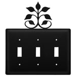 Triple Leaf Fan Switch Cover Wrought Iron Nature Theme 7.13" H Decorative Wall Plate for Rustic Home Decor by Village Wrought Iron Inc.