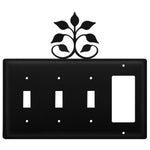 Triple Switch And Single GFI Cover Wrought Iron Leaf Fan Accent 7.13" H Decorative Electrical Wall Plate by Village Wrought Iron Inc.