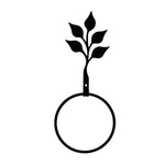 Leaf Towel Ring – 12 1/2" H Black Wrought Iron Rustic Bathroom Towel Ring, Nature Leaf Wall Mount by Village Wrought Iron Inc.