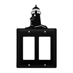Double GFCI Outlet Cover Lighthouse Wrought Iron 7.25" H Coastal Wall Plate by Village Wrought Iron Inc.