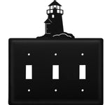 Coastal Lighthouse Triple Switch Cover Wrought Iron Wall Plate 7.25 H Decorative Nautical Home Accent by Village Wrought Iron Inc.
