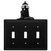 Triple Switch Plate Lighthouse Nautical Theme Wrought Iron 7.25 H Decorative Coastal Wall Cover by Village Wrought Iron Inc.