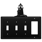 Triple Switch And GFI Outlet Cover Wrought Iron Lighthouse Theme 8.25" W Nautical Wall Plate by Village Wrought Iron Inc.