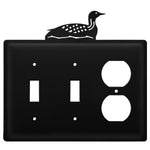 Triple Loon Double Switch & Single Outlet Cover 5.63" H Black Metal Rustic Decorative Plate By Village Wrought Iron Inc.