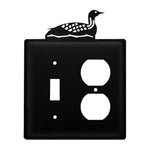 Double Loon Switch & Outlet Cover – Black Wrought Iron, 5 5/8" H, Lakehouse Decorative Wall Plate by Village Wrought Iron Inc.
